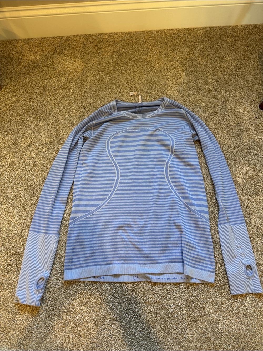 lululemon athletica Light Blue Striped Long-Sleeve Top